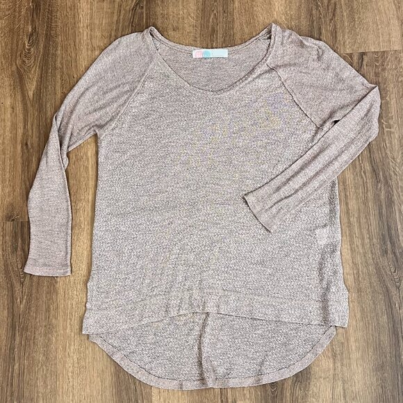 Free People FP Beach High Low Lightweight Sweater Top Mauve Size S - Picture 6 of 9